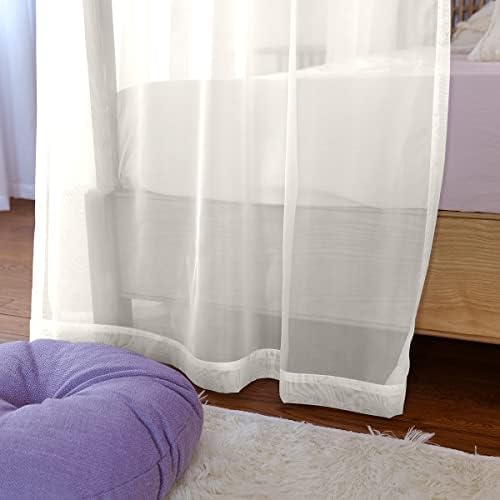 Linentalks Sheer Canopy Bed Curtains for King, Queen, Full and Twin Bed, 4 Corner Bed Canopies & Drapes, Four Poster Bed Canopy Curtains Beds, Sheer Curtains for Canopy Bed Drapes, Ivory