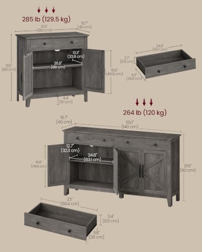 VASAGLE Farmhouse Buffet Cabinet and Coffee Bar Bundle