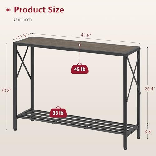 Tajsoon Console Table 41.8", 2 Tier Entryway Table with Storage Shelves