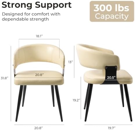 Dining Chairs Set of 2, Modern Faux Leather Kitchen Chairs