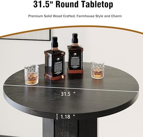 Round Bar Table, 40" H Tall Wooden Pub Table
