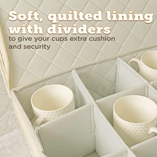 storageLAB Cup & Mug Storage Case | Hard Shell Felt Dividers | Cream