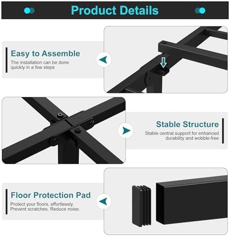 Maenizi Heavy Duty Twin Bed Frame 14 Inch Metal Support Up to 2500 lbs