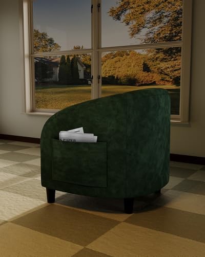 GarveeHome Accent Chair Set of 2 Armchair for Living Room Barrel Club Chair with Soft Padded Seat & Sturdy Legs for Bedroom Waiting Room Reception Chairs(Retro Green)