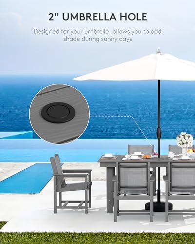 SERWALL 5 Pcs HDPE Patio Dining Set, HDPE Dining Set for 4, Black