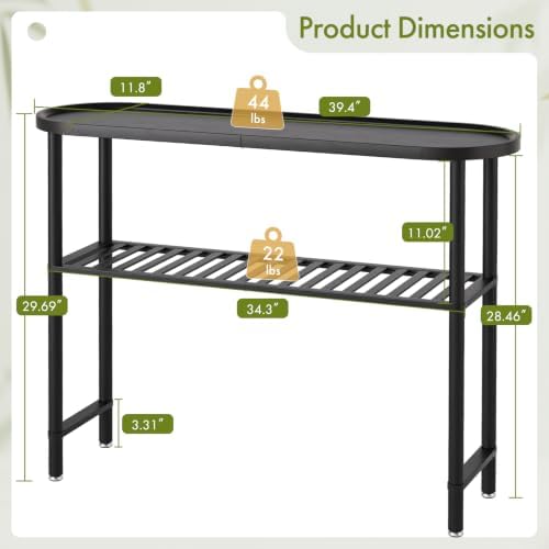 Black Entryway Table for Hallway Bamboo, 39.4"L x 11.8"W x 29.7"H