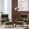 ANJ Mid Century Modern High Back Accent Chairs Set of 2, Single Lounge Armchair with Solid Wood Frame, Comfy Reading Chair for Living Room, Easy Assembly