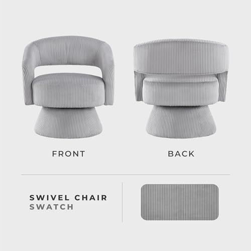 Lexicon Modern Comfy Corduroy 360 Degree Swivel Accent Chair, Gray