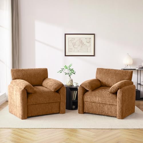 Howjoe 2 Pack Oversized Accent Chair for Living Room, Rustic Broning