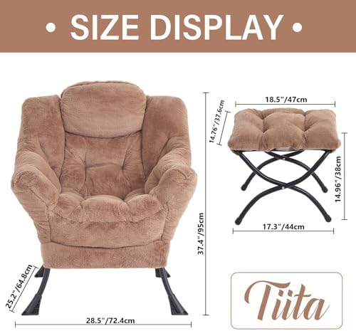 Tiita Modern Large Accent Lounge Chair with Ottoman, Leisure Sofa Armchair with Footrest, Reading Chair for Bedroom, Living Room, Dorm Rooms, Garden and Courtyard