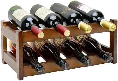 Bamboo Wine Rack, 2-Tier 8 Bottles Wine Storage Cabinet Shelf