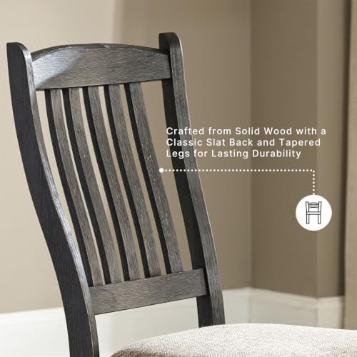 Signature Design by Ashley Ralene Transitional Faux Leather Dining Chair with Cushioned Seat, Set of 4, Medium Brown & Black