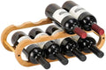 Navtcow Wine Rack and Water Bottle Organizer 2 in 1 for Cabinet and Countertop - Adjustable in 2 Sizes (Bamboo 2 Tier)