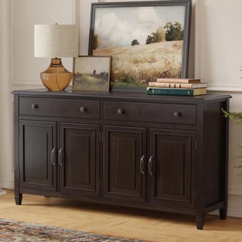 SIMPLIHOME Connaught 67" Sideboard Cabinet in Dark Chestnut Brown