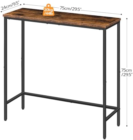 HOOBRO Narrow Console Table, 29.5" Small Entryway Table, Thin Sofa Side Display Table, for Hallway, Bedroom, Living Room, Foyer, Rustic Brown and Black BF75XG01