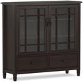 SIMPLIHOME Connaught 46" Solid Wood Tall Cabinet in Dark Chestnut Brown