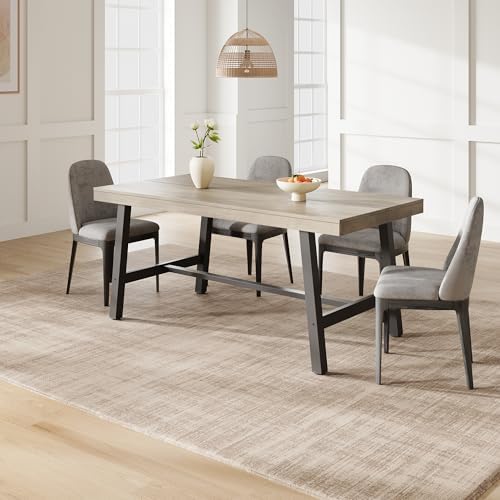 Garvee 63" Sturdy Dining Table, Wood Top Kitchen Table, Grey