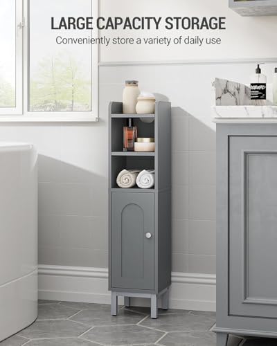 Hzuaneri Bathroom Storage Cabinet, Small Corner Floor Cabinet | Narrow Toilet Paper Holder, Bathroom Organizer with Adjustable Shelf, 2 Doors, for Small Spaces, Gray BC08221GR