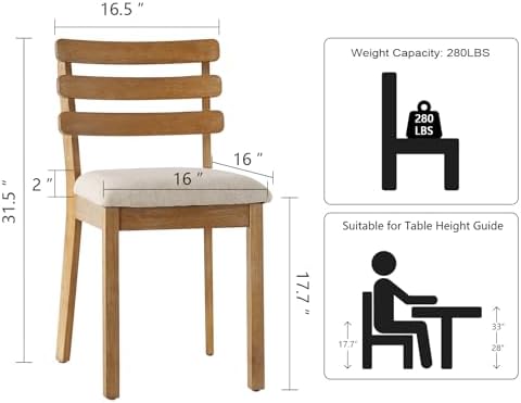 SIMTONAL Farmhouse Dining Chairs, 2 Pcs
