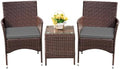 Devoko 3 Piece Patio Furniture Set Outdoor Wicker Conversation (Grey)