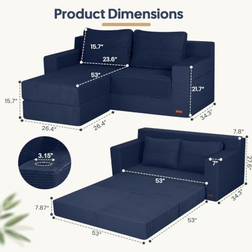 COMAX Futon Sofa Bed, Convertible Sofa Bed, Folding Boneless Couches