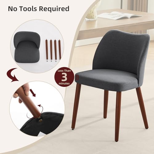 GarveeHome Wooden Dining Chair Set of 4 Upholstered Fabric Dining Chair