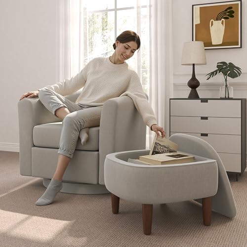 360° Swivel Accent Chair with Storage Ottoman