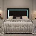 SHA CERLIN Queen Size Velvet Bed Frame with LED Light, Black