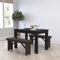 Merrick Lane Jessamine 46" x 30" Rectangular Rustic Solid Pine Farm Dining Table, Antique Farmhouse Wooden Dining Table for Kitchens and Parties, Black Wash