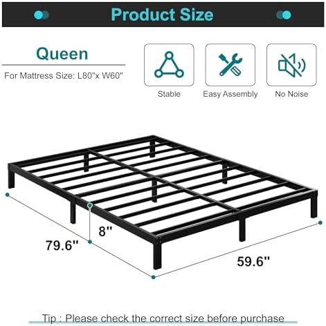 Maenizi 8 Inch Bed Frame Queen Size, Queen Platform Metal Bed Frame