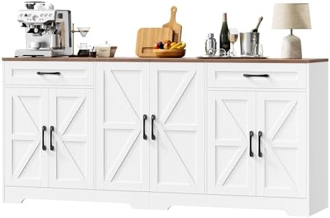 BOTLOG 71” Large Kitchen Buffet Cabinet with Adjustable Shelves