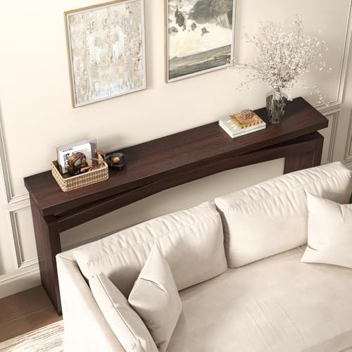Epecoya Modern Dark Brown Console Table for Living Room, 63 Inch