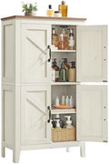 VASAGLE Farmhouse Storage Cabinet with 4 Barn Doors, Adjustable Shelves