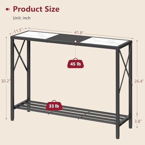 Tajsoon Console Table 41.8", 2 Tier Entryway Table with Storage Shelves