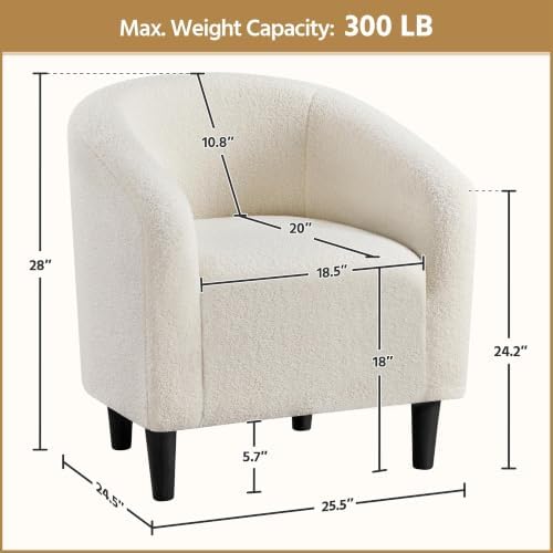 Yaheetech Compact Sherpa Accent Chairs Set of 2 for Small Spaces, Ivory