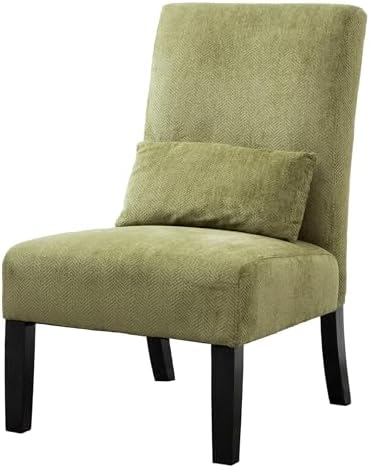 Roundhill Furniture Pisano Spring Green Fabric Armless Contemporary Accent Chair with Kidney Pillow