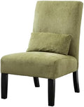Roundhill Furniture Pisano Spring Green Fabric Armless Contemporary Accent Chair with Kidney Pillow