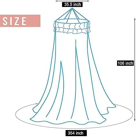 Kertnic Mosquito Net Bed Canopy for Girls, Princess Canopy Bed Curtain Fine Sheer Mesh Dome Bed Canopies, Girls & Adults Lace Tent for Twin Full Queen King Bed (Black)