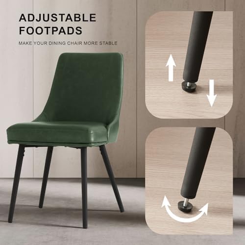 kinmars Kitchen & Dining Leather Dining Chairs Set of 2, Green