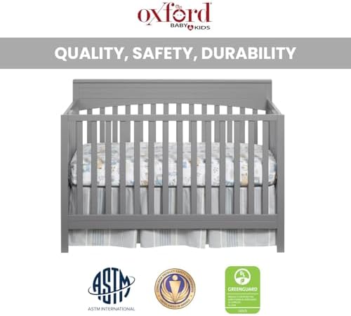 Oxford Baby Harper 4-in-1 Convertible Crib, Dove Gray, GreenGuard Gold Certified
