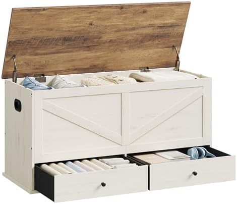 VASAGLE Storage Chest with 2 Fabric Drawers, 15.7 x 39.4 x 19.9 Inches