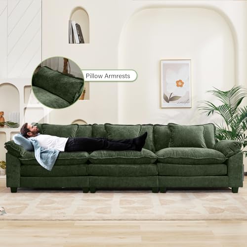 Oprisen 120" Modular Sectional Sofa, Comfy 3 Seater Deep Cloud Couch