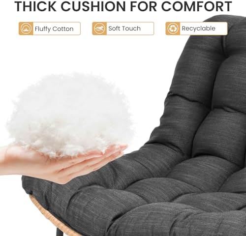 Outdoor Loveseat, Boho Rattan Patio Couch with Soft Cushion (Black)
