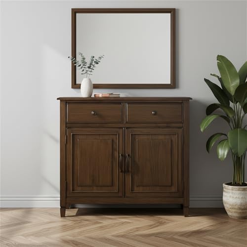 SIMPLIHOME Connaught 40" Solid Wood Cabinet in Rustic Natural Aged Brown