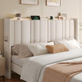 ONBRILL King Size Headboard with Storage, LED Light, Off White