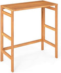 Tangkula Acacia Wood Outdoor Folding Bar Table, Patio Rectangle Counter Height Pub Table with Slatted Tabletop, for Balcony, Backyard Garden and Poolside
