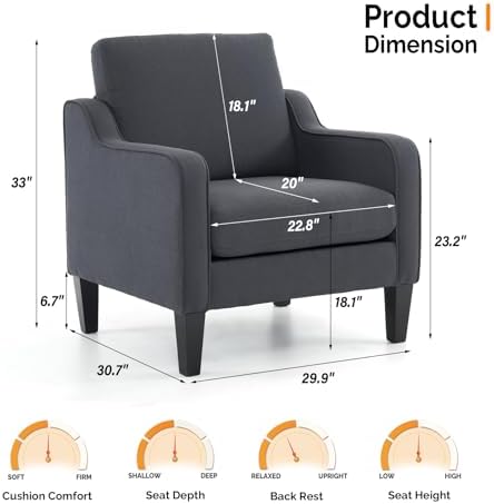 VINGLI Accent Chairs Set of 2, Modern Traditional Armchair for Living Room