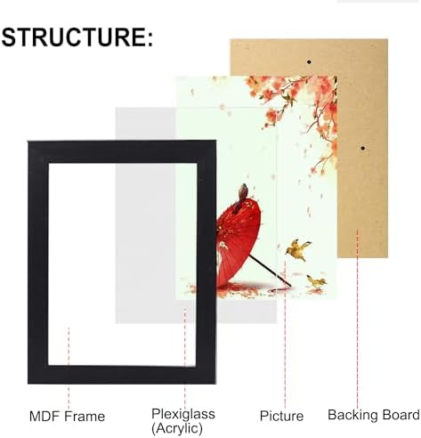 xnlkros Picture Frame Set 10 pack, Farmhouse Photo Frames, Gallery Wall Frame Collage, 8x10 5x7 4x6 Frames in 3 Different Finishes Picture Frames For Wall or Desk,Black