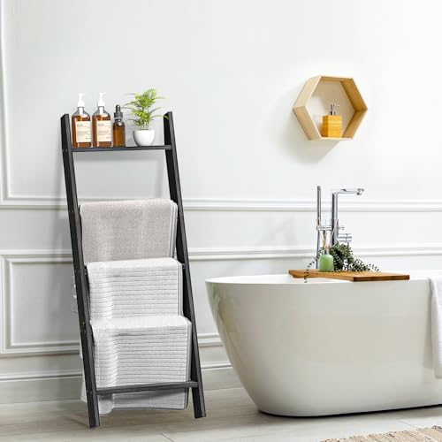 Blanket Ladders for the Living Room, Blanket Holder 5-Tier Black
