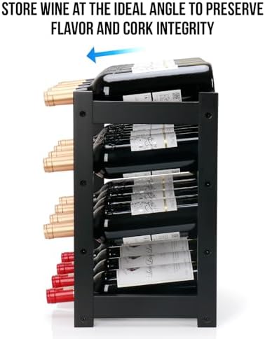Bamboo Wine Rack, 4-Tier 16 Bottles Wine Storage Cabinet Shelf